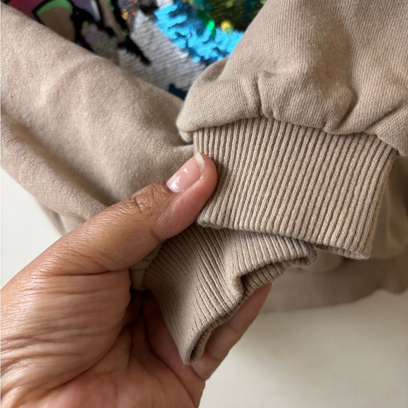 H&M Tan Dino Flip Sequins Graphic Hoodie Sweatshirt - Picture 9 of 9